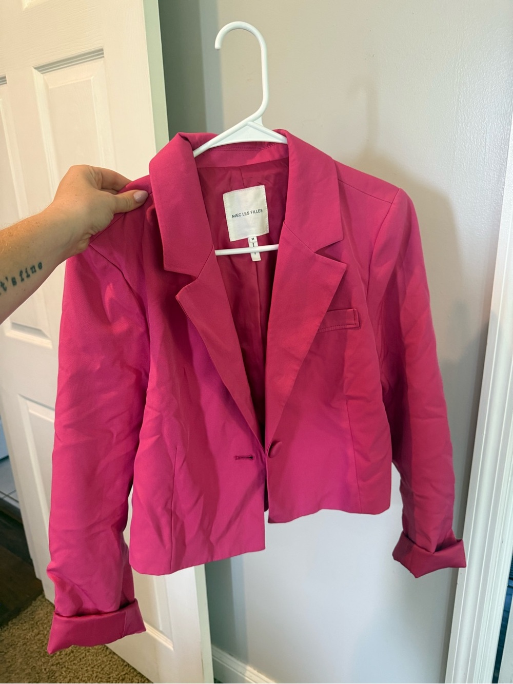 Avec Les Filles Pink Cropped Blazer size M